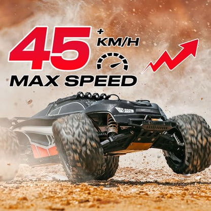 1:8 Scale All Terrain RC Monster Truck 45KM/H for Adults Boys | 2.4GHz Remote Control High Speed Off Road Racing Car with 2 Rechargeable 2600mAh Batteries