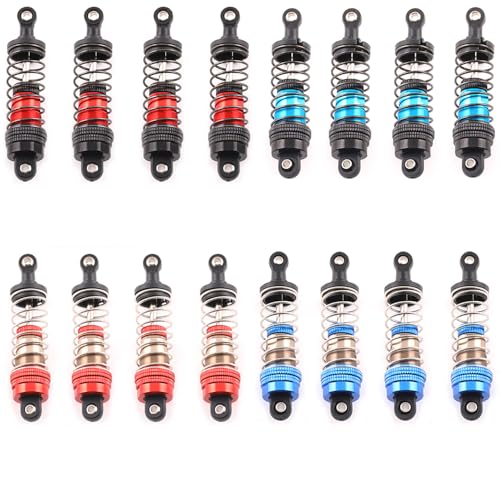Oiled 4Pcs 66mm Aluminum Oil Shock Set for 1/12 1/14 1/16 RC Cars - Front/Rear Upgrade Compatible with WLtoys 144001, 124019, MJX 16208, HBX - color: Bz-black-blue-75mm
