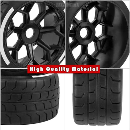 RC Highway Tires Wheel for 1/8 Typhon 6s BLX,1/7 Infraction 6S BLX,Limitless,4PCS RC Drift Tires Rubber RC Highway Wheel,Black - color: Black - (Highway Tires)