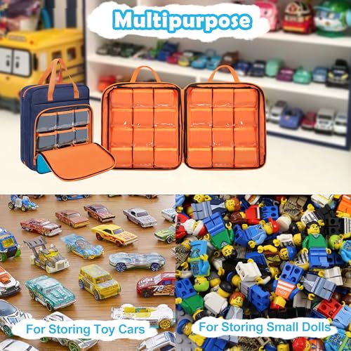 Portable Storage Case Compatible with Hot Wheels Toy Car Up to 99pcs | for 1/64 Scale Toy Cars, Multi-Functional Storage Bag for Toy Cars, Dolls, Mini Toys, Home and Travel Use, Large Capacity