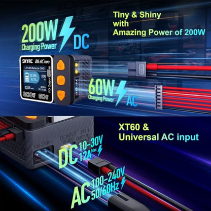 SKYRC B6ACneo Smart Charger Lipo Battery Charger, DC 200W AC 60W | PD Output 65W Battery Balance Charger Discharger for 1-6S LiPo/LiFe/Li-ion/LiHV, 1-15S NiMH/NiCd, 3S/6S Pb Battery