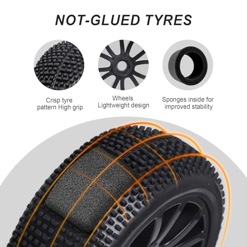 HobbyPark RC 1/8 Buggy Tires and Wheels 17mm Wheel Hex Hubs Foam Inserts for Arrma Typhon Redcat Team Losi VRX HPI HSP Hobao, Set of 4