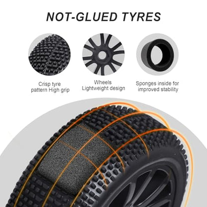 HobbyPark RC 1/8 Buggy Tires and Wheels 17mm Wheel Hex Hubs Foam Inserts for Arrma Typhon Redcat Team Losi VRX HPI HSP Hobao, Set of 4
