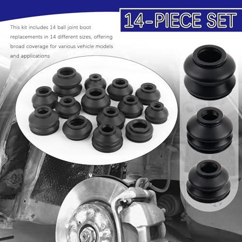 14PCS Car Tie Rod Boot Kit,Rubber Ball Joint Boot Replacement Set for Waterproof & Dustproof Protection,Multi-Size Tie Rod End Boots Fits Suspension & Steering Systems (14PCS) - color: 14PCS