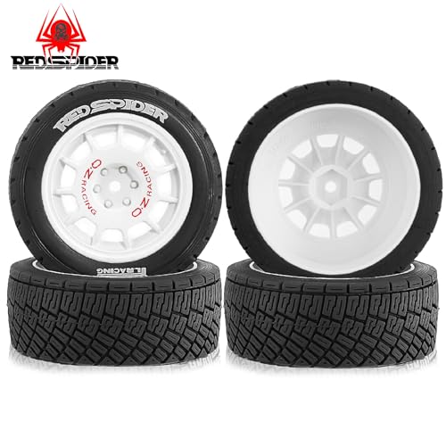 1/10 1/8 RC On-Road Tires 78mm OD RC Rally Racing Tyres 12mm Hex Plastics Wheel Tires Set Fit for 1/10 RC On-Road HPI CEN M-Sport WRC XTS-f10 ﻿ (White)