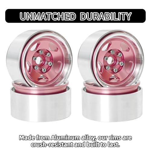 1.9 Beadlock Wheels, 4pcs Aluminum RC Rims with Positive Offset 12mm Hex for 1/10 RC Crawler Axial SCX10 II III 90046 AXI03007 Traxxas TRX4 TRX6 Redcat Gen8(Five models-Pink) - color: Five models-Pink