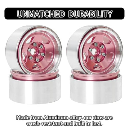 1.9 Beadlock Wheels, 4pcs Aluminum RC Rims with Positive Offset 12mm Hex for 1/10 RC Crawler Axial SCX10 II III 90046 AXI03007 Traxxas TRX4 TRX6 Redcat Gen8(Five models-Pink) - color: Five models-Pink