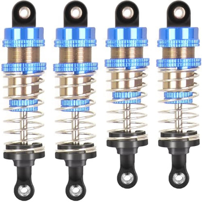 Oiled Shocks Upgraded 66mm/72mm Aluminum Oil Shock Absorber Set for 1/12 1/14 1/16 RC Cars - Compatible with WLtoys 144001, 124019, MJX 16208, HBX & More - color: Bz-silver-blue