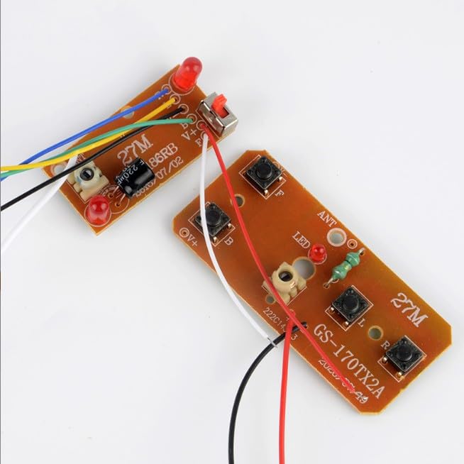 Jowxsx 2Pcs 27mhz Four-Way Remote Control Board Two-Way RC Transmitter and Receiver Toy Car Robot Model Accessories for DIY Toys Projects