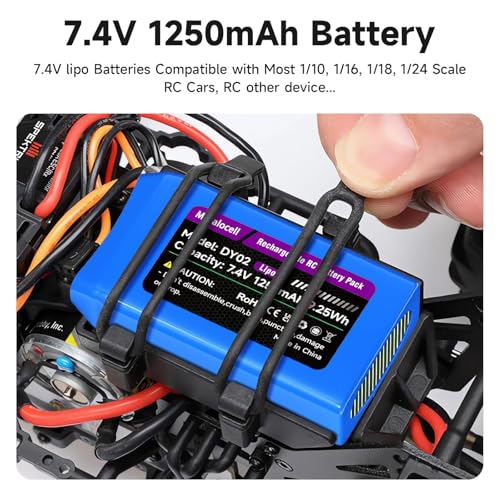 7.4V Lipo Battery 2S 30C 1250mAh with JST&PH2.0&MX2.0&SM2.0 Plug Connector and USB Charger for SCX24 CR18P FCX18 FCX24 RC Crawler WLtoys A949 K929 and 1/10, 1/16, 1/18, 1/24 RC Car/Boat/Airplane