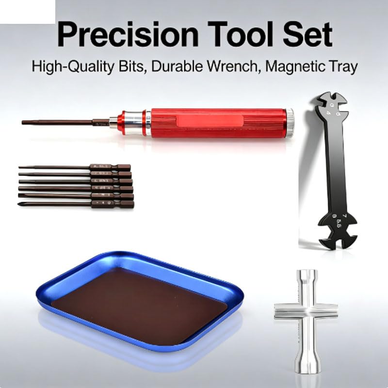 RC Car Repair Tool Set: Hex Screwdrivers 1.5, 2.0, 2.5, 3.0; Phillips Small Socket; Tie Rod Adjustment Tool Suitable for RC Cars and Drone Repair Screwdriver Set Red - color: 1 Red Ribbon Solid
