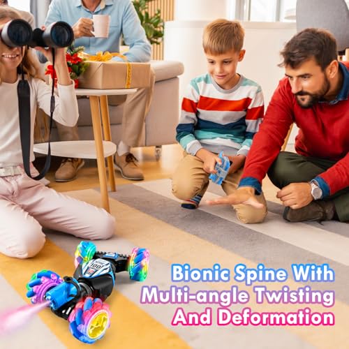 4WD Remote Gesture Sensor Car,Gesture Sensing RC Stunt Car,Remote Carwith Spray Effect LED Lights,All Terrain Off Road RC,2.4Ghz Hand,Birthday Kids Xmas Gifts