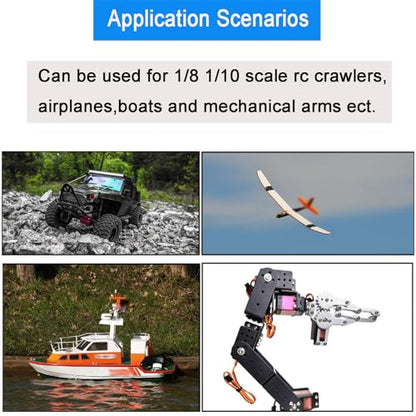 2Pcs 35KG Digital Servo 4.8-6.8V DS3235MG Stainless Steel Full Metal Gear High Torque Waterproof RC Servo for 1/8 1/10 Baja RC Car Rock Crawler Truck Buggy Airplane Boat Robotic Projects