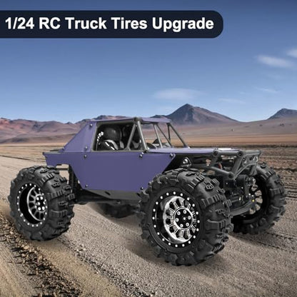 LRFHL 1.3" Beadlock Wheel Tires Aluminum for SCX24 TRX4M, 4PCS, Silver | Upgraded 1.45-inch Wheel, 1/24 SCX24 1/18 TRX4M RC Crawler Car Upgrade - color: Black Tires+ Silver Wheels-2