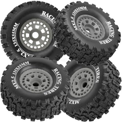 RC Short Course Wheels and Truck Tires for 1/7 1/8 RC Buggy Truck Car ARRM A Mojave 6S TRAXXA UDR,Off-Road Tire w/RC Wheels Hex,17mm Hex RC Tires RC Wheels(135X55) 4PCS Grey - color: Grey/Rc Wheel