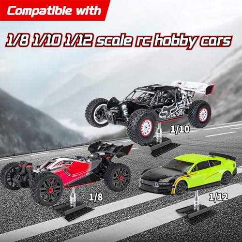 Aluminum Alloy RC Car Work Stand Repair Workstation with Screws Kit & 17mm Hex Wheel Wrench 360 Degree Rotation Lift/Lower for 1/8 1/10 1/12 Scale Cars Trucks Buggies (Black) - color: Black