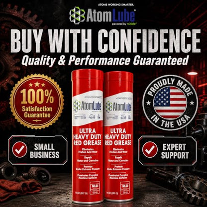 AtomLube Ultra Heavy Duty Red Grease, 2-Pack of 14 oz Tubes | High Temp Waterproof NLGI# 2 Lithium Wheel Bearing Grease for Trucking, Automotive, Trailers, & Agricultral Equipment - size: 2-Pack