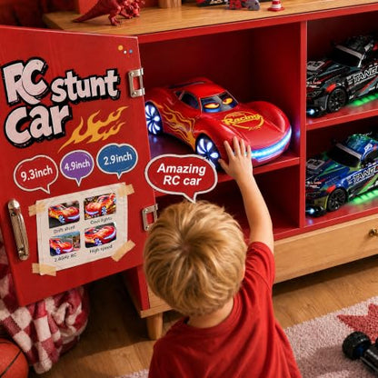 Gesture Sensing RC Stunt Car, 2.4GHz 4WD Remote Control Car for Kids 4-12 | 50 Min Play Time Dual Batteries, 360° Spinning Drift, Mist Spray & LED Wheels, Birthday Gift, Party Gifts for Kids Boys , Red - color: 4-red