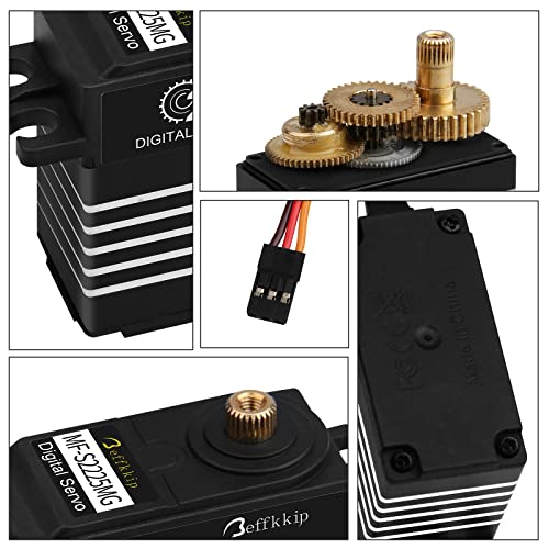 25KG Metal Gear RC Servos, Black and White, 2-Pack | Waterproof high-torque servos with 25T horns and 180° control for RC cars, crawlers, robots and steering systems.