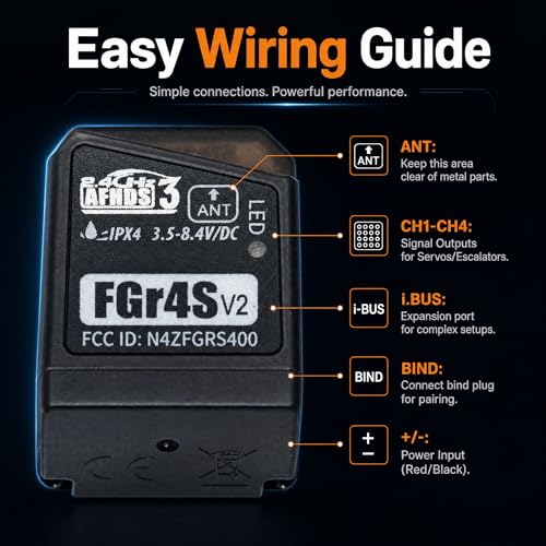 FGR4S V2 Receiver AFHDS 3 Built-in Single-Antenna Bidirectional PWM/PPM/IBUS Output Receiver for NB4 PL18 RC Transmitter for RC Car Boat