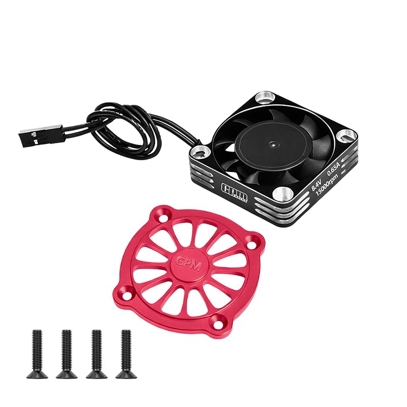GPM 7075 Alloy Motor Heatsink with Metal Frame Cooling Fan and Protective Cover for ARRMA 1/10 2Wd Gorgon 4X2 Mega 550-Ara3230 - color: Red