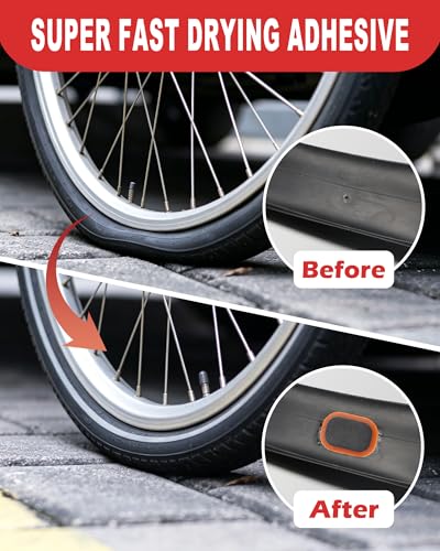 Bike Tire Repair Kit, Bicycle Inner Tube Puncture Patch Kits with 20 PCS Vulcanizing Patches, User Manual, Metal Rasp and Tire Lever, Bike Patch Kit for Mountain and Road Bike - style: Glue Version