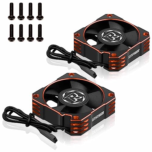 2 Pack RC Motor Cooling Fan Heatsink 35mm 21000RPM 8.4V Aluminum ESC Motor Cooling Fan for RC Car 1/8 1/10 Scale 3650,3660,540,550 Brushless Motor (Black Orange) - color: 2Pack 35mm Orange black