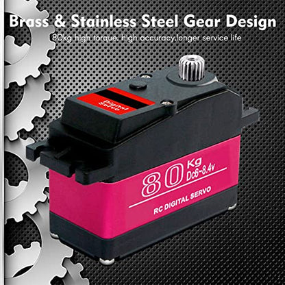 GoolRC Digital Servo 80kg Metal Gear 270?High Torque Digital Servo High Torque Servo Waterproof Replacements for 1/5 HSP HPI RC Car Baja Car - size: 180 degree