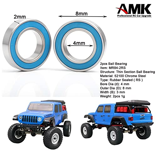 20pcs SCX24 Rubber Sealed Bearings Set, Steel Ball Bearing Set for Axial SCX24 90081 AXI00001 AXI00002 AXI00004 AXI00005 AXI00006 1/24 RC Crawler Car Upgrade Parts