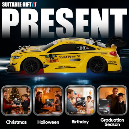 RC Drift Car, 1:24 Scale Remote Control Drift Cars | 2.4GHz 4WD Drifting Cars, 30km/h High-Speed RC Race Car Vehicle, Racing Sport Toy Ideal Birthday Gift for Boys Girls Kids - color: Yellow