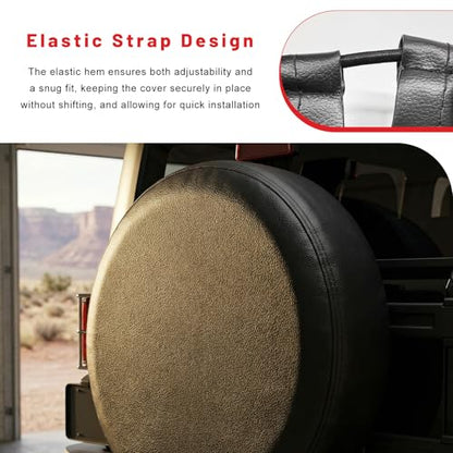 15 Inch Spare Tire Cover, Dustproof Scratch-Resistant Automotive Spare Wheel Protector with Elastic Band, Waterproof Thickened PVC Leather Tire Cover for SUV Truck Trailer RV - color: 15 inches