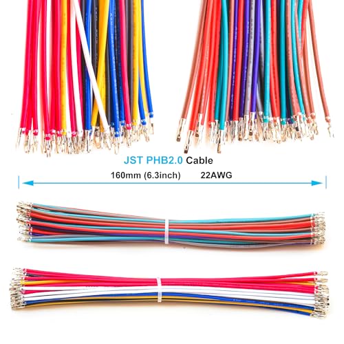 JST Connector Kit 2.0mm Pitch JST-PHB 2.0 Female Connector with Premium 22AWG Pre-Crimped Cables,Dual Row witht Lock PH 2.0mm 2 * 2/3/4/5/6/7/8/9/10 Pin Female Housing (PHB-MM-Kit) - size: JST-2.0MM-PHB Dual Row with Lock