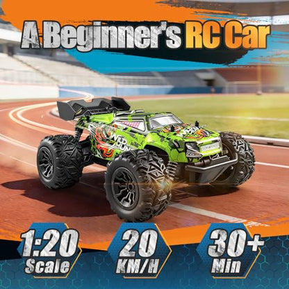 Remote Control Car for Kids, All-Terrain Remote Control Truck for Boys, Rechargeable Rc Truck, 1:20, 20KM/H, 2.4GHZ, Speed Friendly, Sturdy, Ideal Gift for Christmas, Birthday, Kids, Beginner (Green) - color: Green
