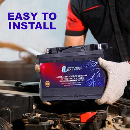 Mighty Max Battery MM-H6 Start and Stop Car BCI Group Size 48 12V 70 AH, 120RC, 760 CCA Rechargeable AGM Car Battery - style: Group 48
