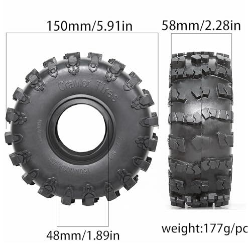 STMU 2.2-inch RC Crawler Tires (4 PCS) - 5.91-inch with Super Grip Soft Tyres Compatible for 1/10 RC Rock Crawlers: Axial SCX10,RBX10,90047, D90, TF2, Tamiya CC01, Traxxas TRX (2.2)