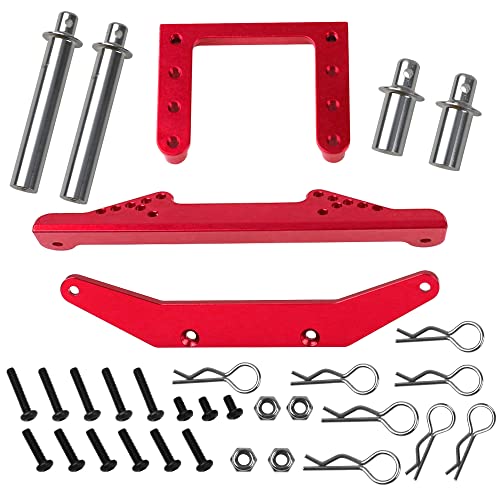 Metal Front & Rear Body Mounts Body Posts Upgrade Parts Compatible with Traxxas Slash 2WD Rustler Stampede VXL 1/10 RC 2WD Car (Red) - color: Red