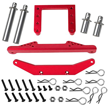 Metal Front & Rear Body Mounts Body Posts Upgrade Parts Compatible with Traxxas Slash 2WD Rustler Stampede VXL 1/10 RC 2WD Car (Red) - color: Red