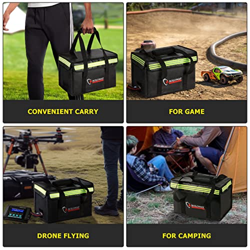 Lipo Battery Bag (15 x 8.5 x 10 inch), Large Fireproof Lipo Ebike Bag with Comfortable Handle, Reflective Strip