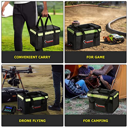 Lipo Battery Bag (15 x 8.5 x 10 inch), Large Fireproof Lipo Ebike Bag with Comfortable Handle, Reflective Strip