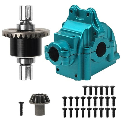 ShareGoo Metal Differential Gearbox Housing Cover & Differential Gear Set Compatible with WLtoys 144010 144001 144002 124016 124017 124018 124019 RC Car (Blue) - color: Blue