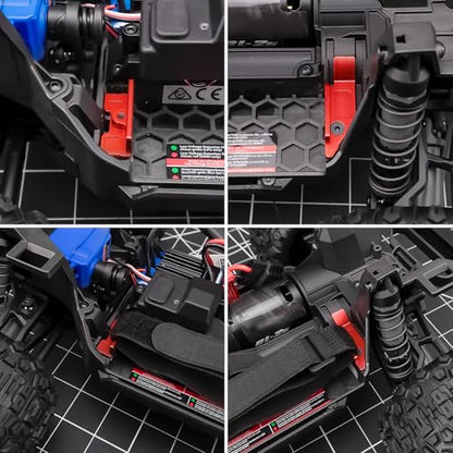 Battery Plate with Strap for Tra-xxas 1:16 Mini Maxx/XRT | Aluminium Mounting Tray 4WD VXL-3S Monster Truck Upgrades (Red) - color: Red
