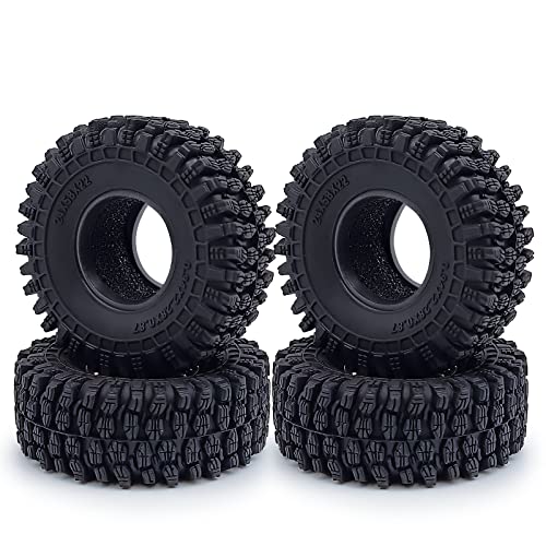RCHUBAM 4PCS 1.0" Crawler Tires Micro Rubber Tires for 1/18 TRX4M Axial 1/24 SCX24 Deadbolt Bronco RC Crawler Car (B-58mm) - color: B-58mm
