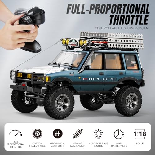 1/18 Scale RC Crawler, 2.4GHz Full Proportional Remote Control Off Road Car, 4WD RC Rock Truck Simulation Off Road Climbing Vehicle Dual Speed Model Car for Adults (Green) - color: Green