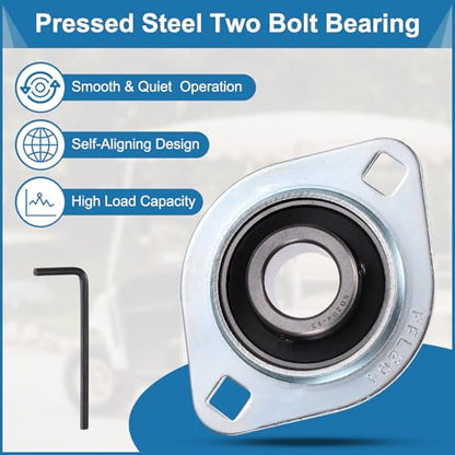 uxcell 2Pcs SBPFL204-12 Pillow Block Bearings 3/4" Bore Bearing Units Steel Flange Mounted Bearing Housing with Wrench - size: SBPFL204-12 (3/4" ID)