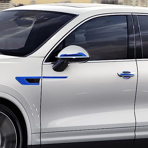 12Pcs Blue Reflective Car Sticker Set Rearview Mirror Reflective Stickers Side Stickers Door Handle Sticker 3D Carbon Fiber Anti Scratches Protective Films - color: blue
