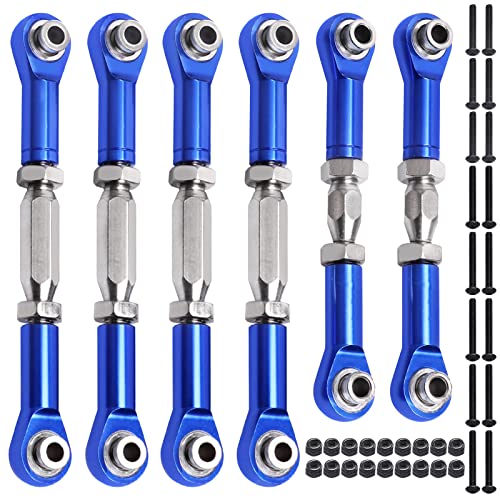 Hobbypark Aluminum Adjustable Tie Rods Toe Links Set Linkage Steel Turnbuckles for Arrma 1/10 Granite 4X4 Replacement (6-Pack) (Navy Blue)