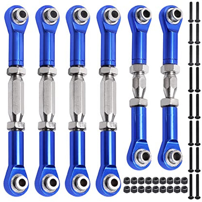 Hobbypark Aluminum Adjustable Tie Rods Toe Links Set Linkage Steel Turnbuckles for Arrma 1/10 Granite 4X4 Replacement (6-Pack) (Navy Blue)