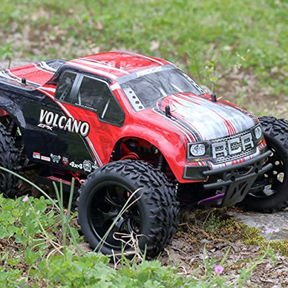 Redcat Racing Volcano EPX 1/10 Scale Electric RC Monster Truck – 4WD RC Truck with 2.4GHz Radio, Waterproof Electronics, 19T Brushed 550 Motor, Battery & Charger, Red