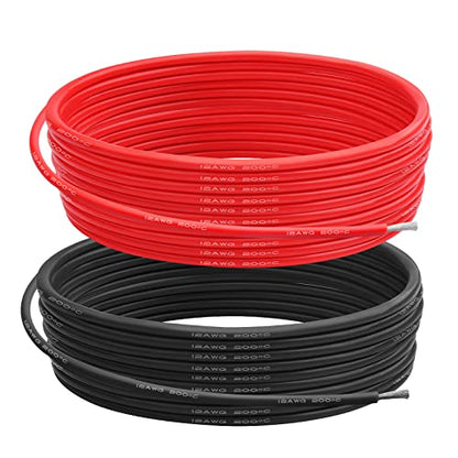 12 AWG Silicone Wire, 25 ft Red and 25 ft Black | Flexible fine-strand tinned copper cable with heat-resistant silicone insulation for batteries, RC and electronics wiring. - style: 12 AWG 25ft Red+25ft Black