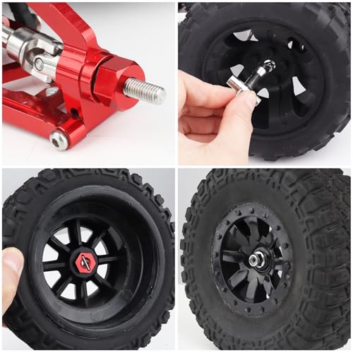 Hobbypark Aluminum 12mm Hex Wheel Hubs Adapters & M4 Flanged Lock Nuts for Traxxas 1/10 Slash 4X4 Stampede 4WD RC Car,Replace Part 1654 (Red) - color: Red